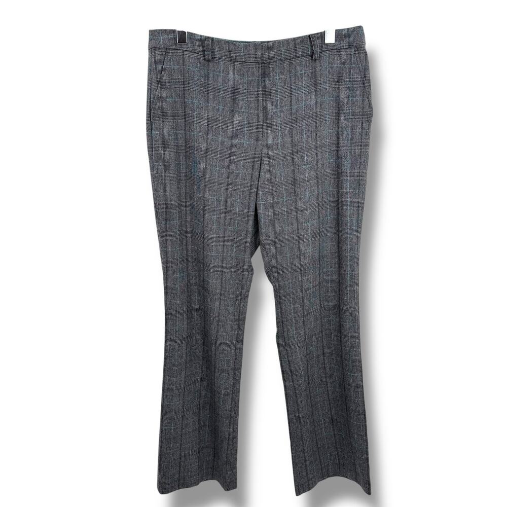 Brooks Brothers dress pants women's 14 wool cashmere glen plaid straight gray